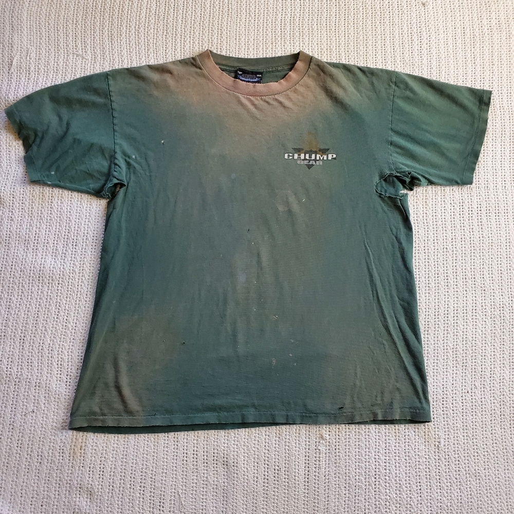 VTG Destroyed Men's XL Chump Gear Ogio Collection T-shirt Green Single Stitch